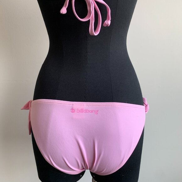 Billabong BLUE CRUSH era Vintage bikini baby pink solid halter top set RARE - Picture 7 of 7
